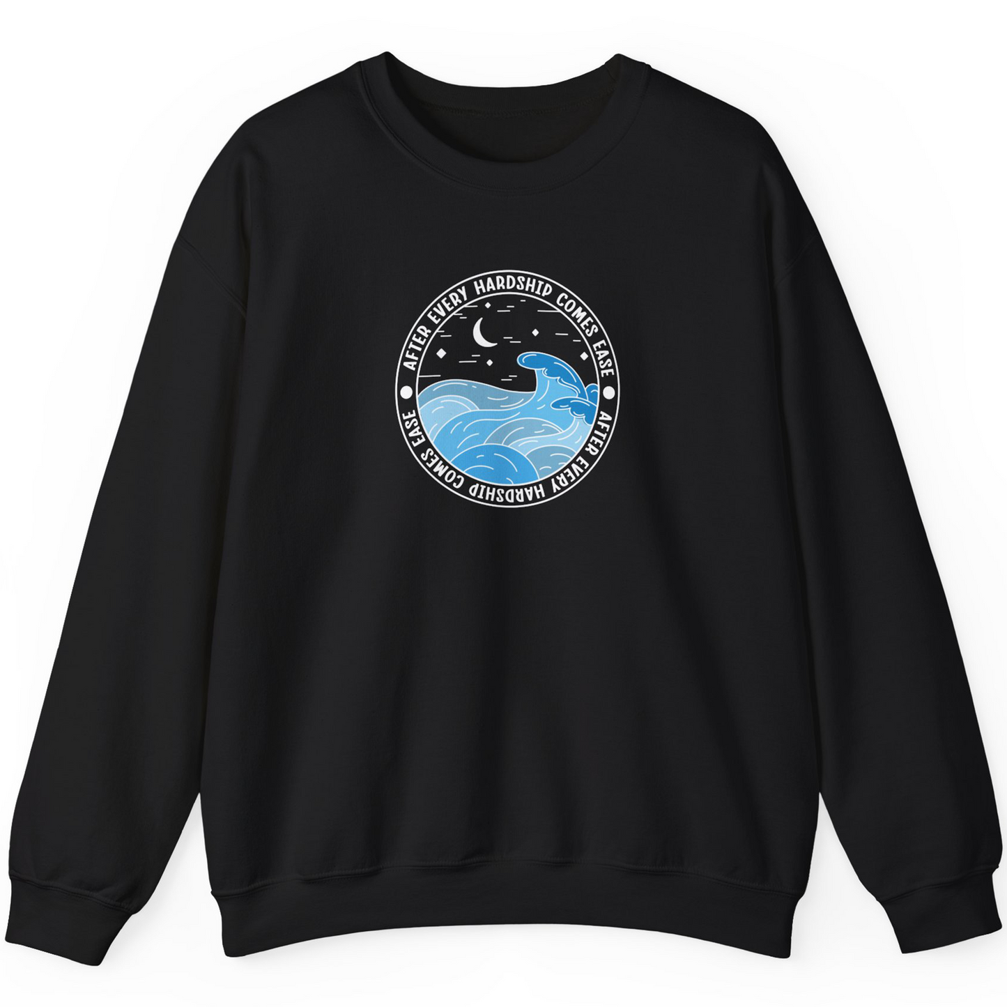 Sweat-shirt ras du cou Waves of Ease – « Après chaque épreuve vient la facilité »