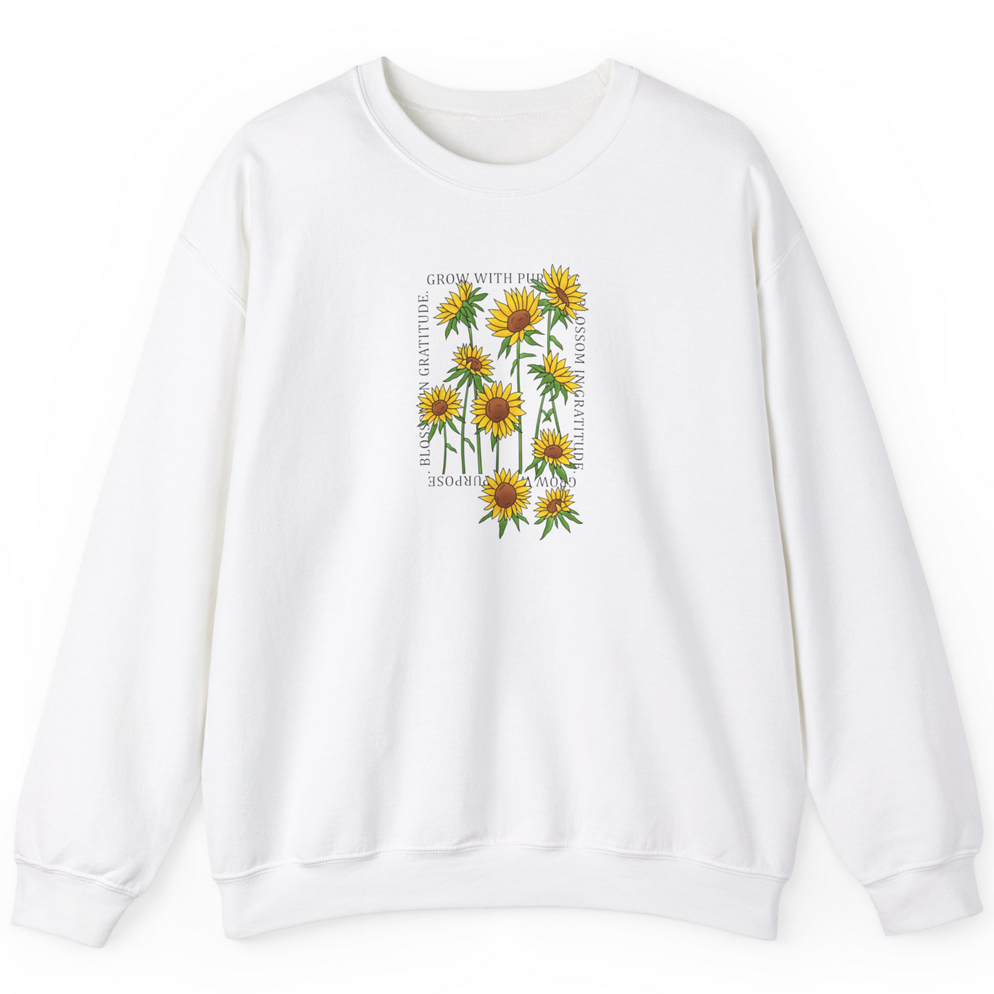 Crewneck Sweater Blossom in Gratitude | Adult Unisex Long Sleeves