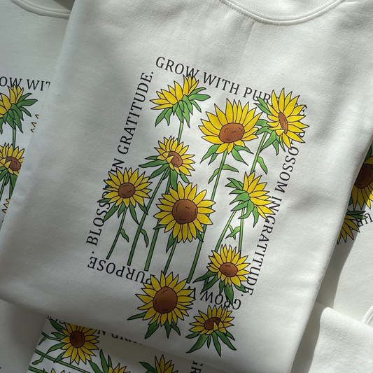 Crewneck Sweater Blossom in Gratitude | Adult Unisex Long Sleeves