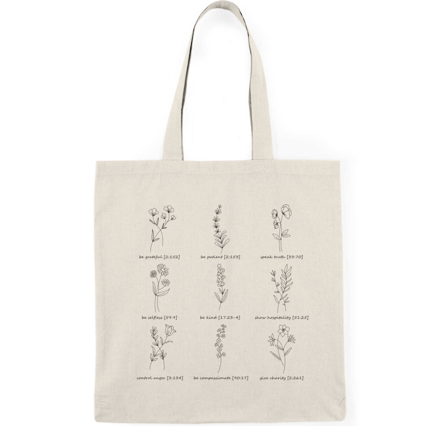 Tote Bag Floral Islamic Reminder | Quran-Inspired Design for Muslim Women