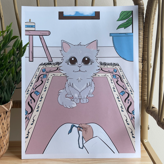 Paper Print | Meowslim Cat on Prayer Mat | 8.5 x 11 inches