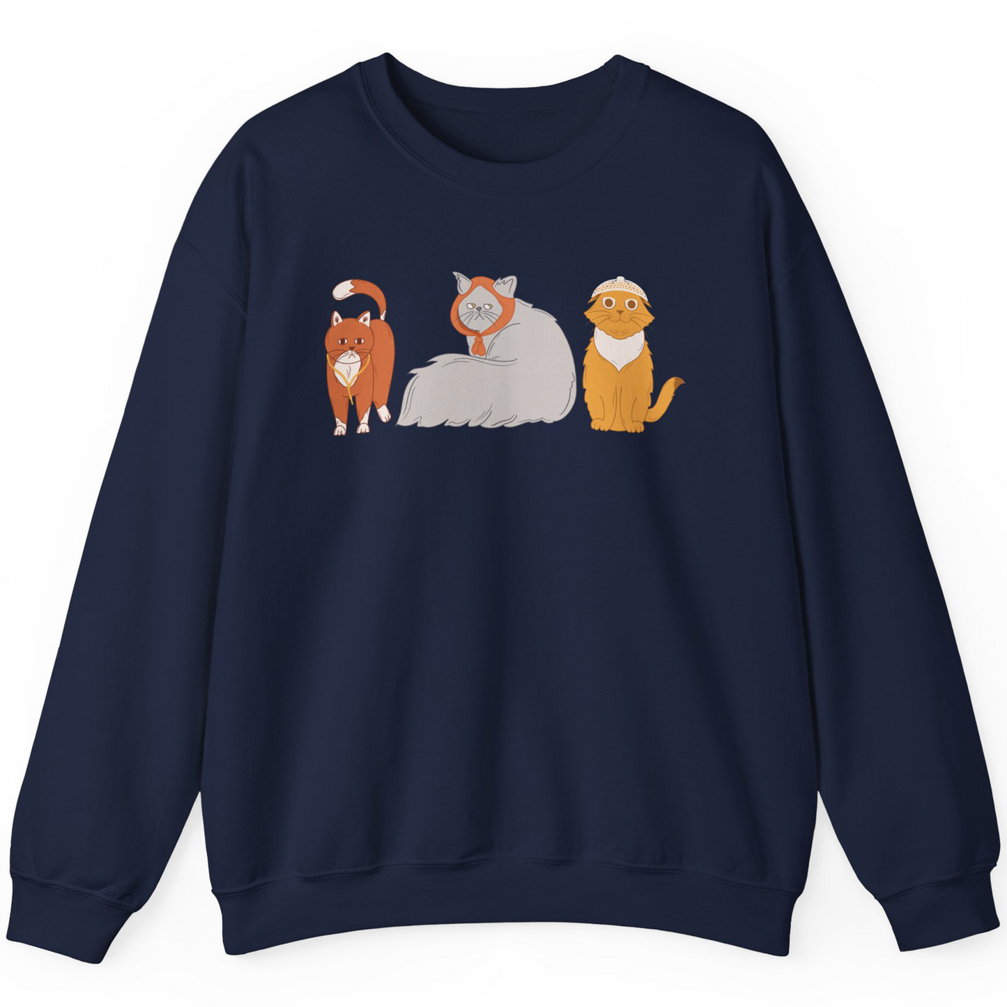 Crewneck Sweater Meowslim Cats | Adult Unisex Long Sleeves