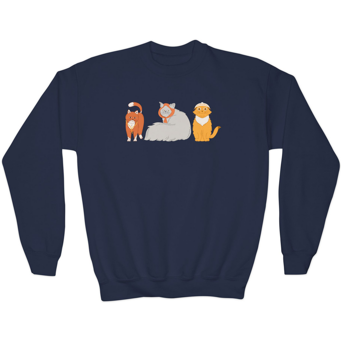 Crewneck Sweater Meowslim Cats | Youth Unisex Long Sleeves